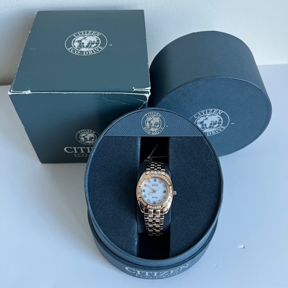 AUTHENTIC Citizen Eco-Drive Paladion WR100 Rose-Gold Tone Diamond Watch (NWT) - Picture 1 of 13